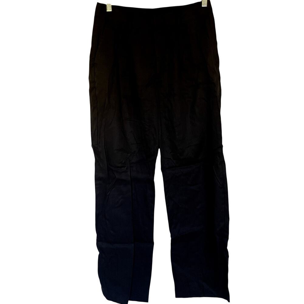 Gap pleated black straight leg trousers women's size 4 pockets pants belt loops